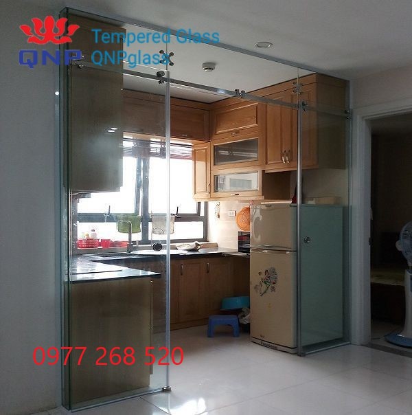 Cửa kính cường lực phòng bếp giá rẻ, Cửa kính cường lực phòng bếp đẹp, Cửa kính cường lực phòng bếp sang trọng